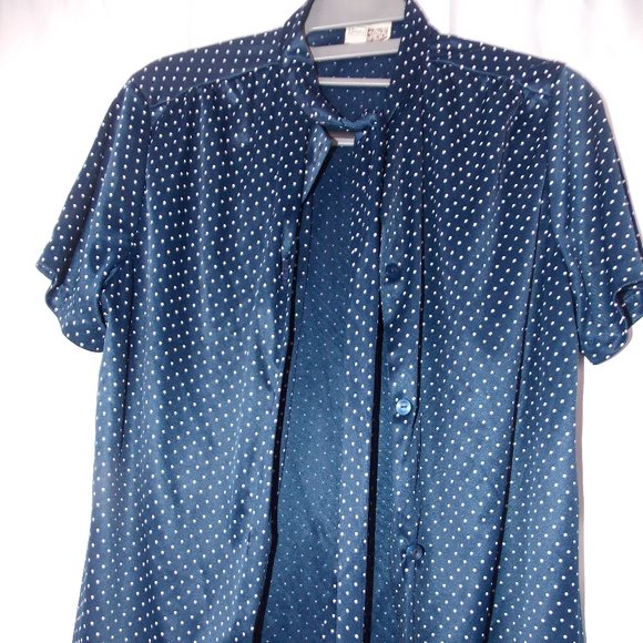 Sears Retro Blue Polkadot Blouse - Women | Color: Blue | Size: small - Picture 1 of 4